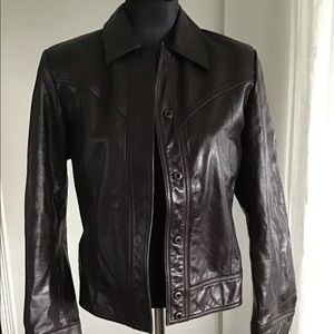 Leather trucker jacket